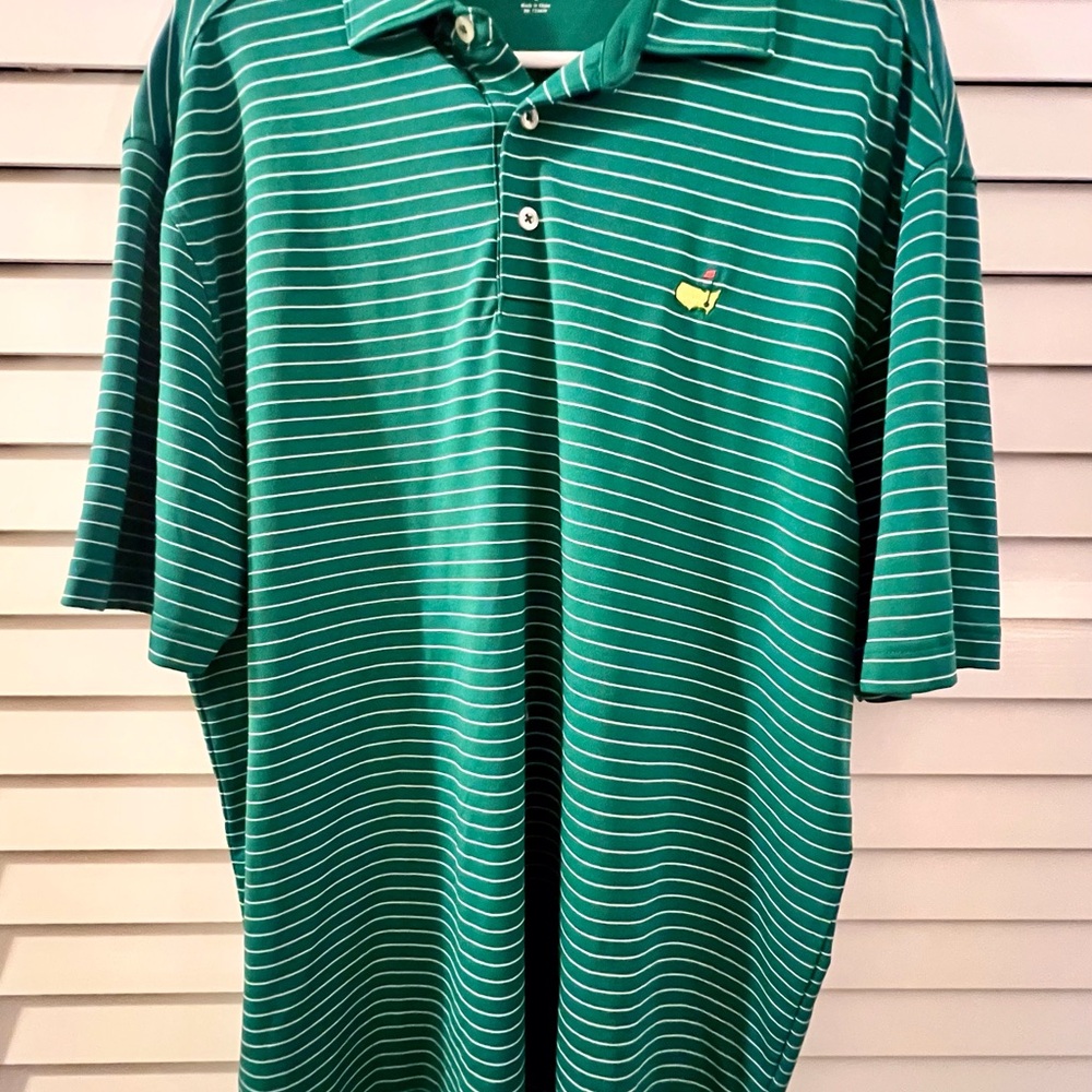 Masters Green and White Polo Shirt with Classic Stripes